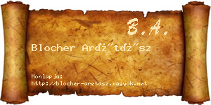 Blocher Arétász névjegykártya